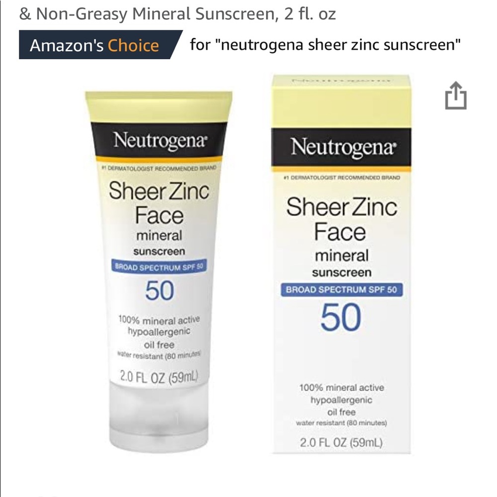 Neutrogena Sheer Zinc Face mineral sunscreen